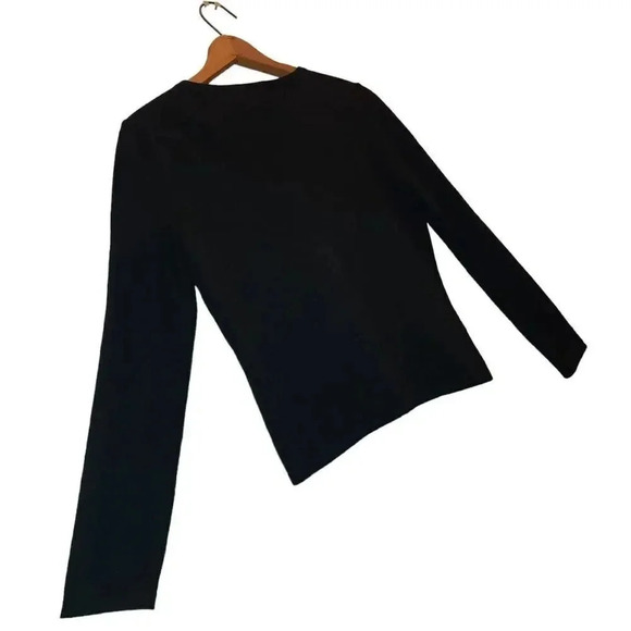 Kate Hill Cardigan Sweater Womens Petite PXS Black Embroidery VNeck Button Front - Picture 6 of 7